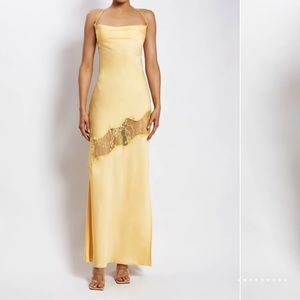 Meshki yellow lace cut-out dress